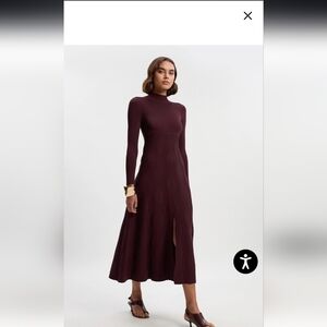 KarenMillenContrast Wave Knit A-Line Knitted Long Sleeve Dress